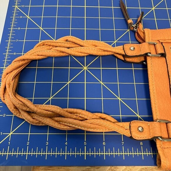 Rosetti Braided Handle Multi-pocket Orange Purse Shoulder Bag - Picture 6 of 10
